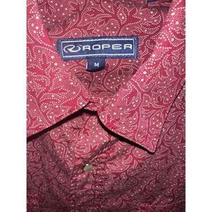Roper shirt Men’s size Medium red Burgandy Paisley Western Pearl Snap Long Sleev
